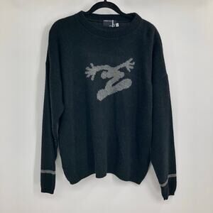 Vintage Counter Culture Black Crewneck Pullover Sweater Graphic Design Size L